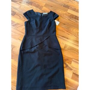 Calvin Klein Black Sheath Dress Cap Sleeve‎ Knee Length Business Size 6 NEW